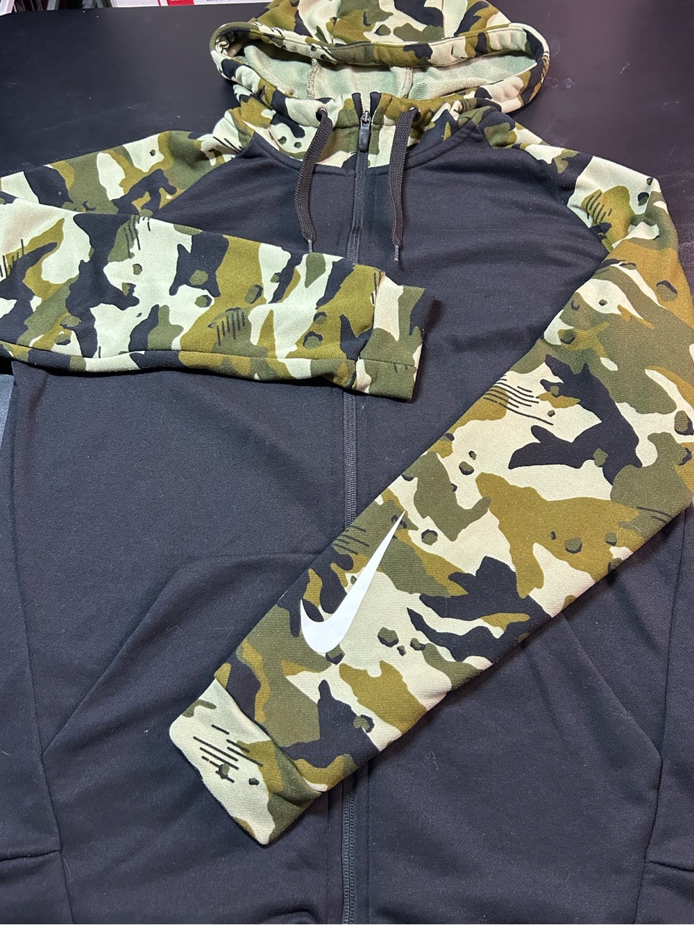 Nike Dri-Fit Full Zip Hoodie Size M Camo Black